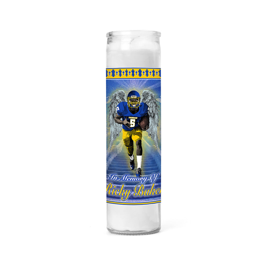RICKY TRIBUTE Glass Prayer Candle (8 In.) - Balcony Life$tyle